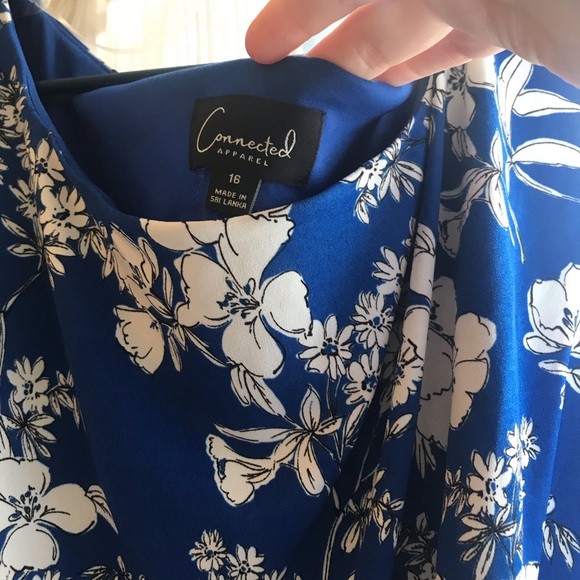 Royal blue with floral print dress - Picture 3 of 4